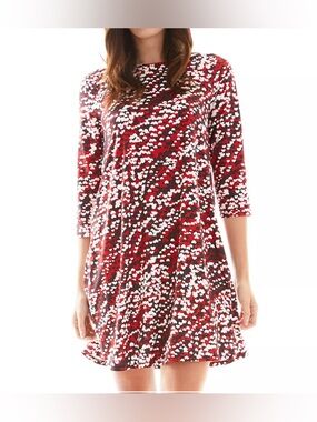 Red Heart Patterned Swing Dress - Women